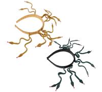 SEWACC Diadema de Serpiente Flexible para Cosplay 2 Piezas Tocado Egipcio para Mujer Diadema Medusa en Plástico y Vinilo Colores Verde Oscuro y Dorado Terroso Accesorio para