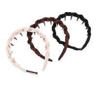 SEWACC Diadema para Mujer 3 Piezas Satinada Antideslizante con Peine en U Diademas para Lavarse la Cara y Maquillaje Colores Negro Marrón y Beige Alta para Volumen y Sujeción Cómoda