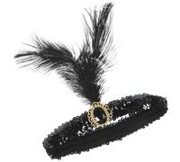 SEWACC Diadema Vintage Estilo Flapper Años 20 para Mujer Plumas de Avestruz Negras y Adorno de Plástico Adecuado para Fiestas y Banquetes