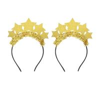 SEWACC Diademas Cabello 2 Piezas Diseño de Estrella Dorada Accesorio para Fiesta y Fotos Ligera y Antideslizante Adecuado para Cosplay y Eventos Divertidos