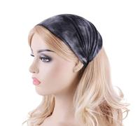 SEWACC Diademas para Mujer de Algodón 3 Piezas Colores Tie-dye (amarillo, Morado, Negro) Ala Ancha Ajustable Tallas Únicas Cómodas para Uso Diario y Cuidado del Cabello