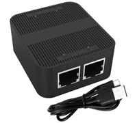 SEWACC Divisor de Ethernet 1 a 2 Velocidad Máxima de 100mbps, Transmisión Rápida y Diseño de Plástico Negro Alimentación USB-c para Redes Domésticas