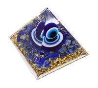SEWACC Escultura Piramidal de Lapislázuli Azul Ojo Decorativo, Adorno Artesanal Compacto para Escritorio y Decoración de Hogar, Pieza Única de Piedra Natural para Ambiente Interior