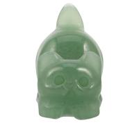 SEWACC Estatua de Gato de Cristal de Aventurina Natural Tallada a Mano Adorno Decorativo Compacto para Escritorio y Hogar Amuleto de Buena Suerte y Energía Positiva Figura