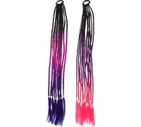 SEWACC Extensiones de Coleta Trenzadas para Niñas 2 Piezas Cabello Sintético de Colores Degradados Accesorio para Cosplay Fiestas Carnaval y Eventos Infantiles