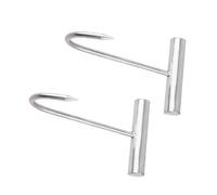 SEWACC Ganchos para Carne en Forma de T, Acero Inoxidable Mango Corto, 19 Cm, Juego de 2 Piezas, Gancho para Colgar Carne de Cerdo y Jamón, Uso Profesional para Carniceros y Cocina