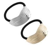 SEWACC Gomas Elásticas Pelo Metálicas Forma de Hoja Curva 2 Unidades Accesorio para Coletas y Peinados Femeninos Metal Resistente para Cabello Fino y Adolescente