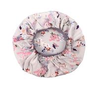 SEWACC Gorro de Satén Extragrande para Dormir 1 Unidad Ajustable de Satén para Mujer Cabello Rizado Protector de Peinado Nocturno Color Gris Floral