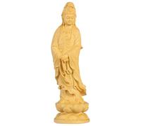 SEWACC Guan Yin estatua de pie en loto chino Feng Shui Escultura Mini Quan Yin Figurita Diosa asiática Buda Decoración budista