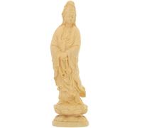 SEWACC Guanyin Estatua de madera Budista Feng Shui Escultura de pie Quan Yin Estatua para la decoración del hogar y la oficina, idea de regalo