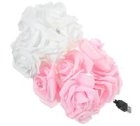 SEWACC Guirnalda de Luces LED USB Rosas Artificiales en Color Rosa y Blanco 3 Metros 20 Lámparas Cálidas para Decoración Interior de Dormitorio Fiestas y Ambiente Romántico