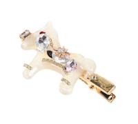 SEWACC Horquilla Cabello de Acetato Diseño de Caballo y Gemas de Imitación Color Beige Claro Pinza Decorativa para Mujer Ligera y Segura Adecuado para Fiestas Oficina y Año Chino