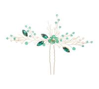 SEWACC Horquilla de Cristal en Forma Boda Decoración de Piedra Verde, Aleación Resistente y Diseño Elegante para Novia y Mujeres