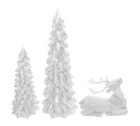 SEWACC Juego de Adornos Navideños de Resina para Mesa Árbol de Navidad y Figuras de Reno Color Plata Decoración Festiva para Hogar y Oficina Adorno de Escritorio y Repisa