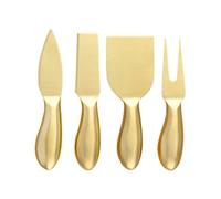 SEWACC Juego de Cuchillos y Tenedor para de Acero Inoxidable Dorado, Set de 4 Piezas Cortador Semi para Servir en Mesa de Cena