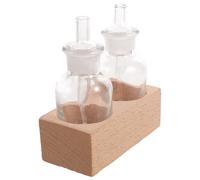 SEWACC Juego de Frascos Cuentagotas de Vidrio para Reactivos con Soporte de Madera, Buena Estabilidad Química y Dispensación Precisa para Almacenamiento Químico y Experimentos