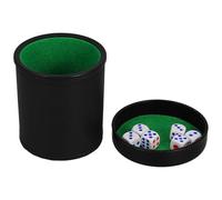 SEWACC Juego de Soporte para Dados Verde con Tapa, Cubilete Reutilizable de Cuero Artificial y Terciopelo, Incluye 6 Dados, Accesorio para Juegos y Fiestas