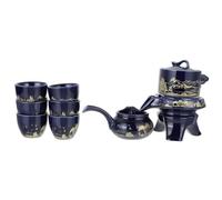 SEWACC Juego de Té Retro Azul para Casa y Oficina, Set de Cerámica Clásico para Degustación de Té y Obsequio Elegante