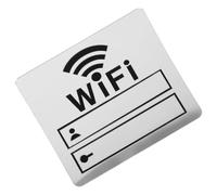 SEWACC Letrero de Wifi Acrílico Autoadhesivo 10X10 CM Color Plata para Oficina Restaurante Dormitorio y Guardería Señalización de Contraseña Inalámbrica Decorativa