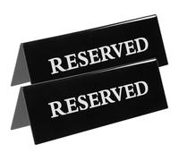 SEWACC Letreros de Mesa Reservada Reutilizables en Forma de V 20x7 Cm, Señal de Mesa Multifunción Negra Texto para Restaurante, Banquetes y Eventos, Pack 2 Unidades
