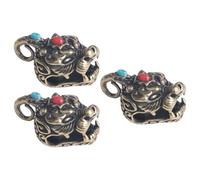 SEWACC Llavero de Latón Pi Yao Campana Vintage, 3 Piezas Colgantes para Manualidades Diy, Adornos Retro para Amuletos y Accesorios de Bijouterie, Decoración de Estatuas Pequeñas