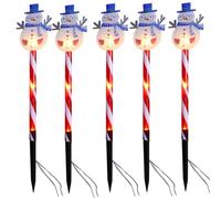 SEWACC Luces Navideñas LED para Exteriores Estaca Decoración de Jardín y Césped Luz de Caja de Pilas para Patio Diseño Muñeco de Nieve Poste Rojo 1 Unidad