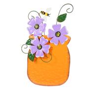 SEWACC Maceta Metálica Pintada a Mano para Pared, Decoración Colgante de Hierro Naranja, Adorno Artístico para Jardín, Patio y Exteriores, Decoración de Vallas y Paredes, Arte Mural