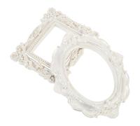 SEWACC Marco de Fotos Retro de Resina para Set de 2 Piezas 1 Ovalado y 1 Cuadrado Blanco Perla Marco Decorativo para Fondos Fotográficos y Accesorios para Fotografía