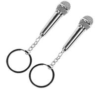 SEWACC Micrófono Colgante para Llaves de Metal 2 Piezas, Llavero Plateado con Detalles Finos, Regalo para Maestro