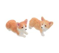 SEWACC Mini Figuras de Corgi de Resina 2 Piezas Decoración para Salpicadero de Coche y Escritorio Miniaturas de Perros Adorables en Amarillo y Figuras de Animales Pequeñas para