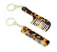 SEWACC Mini Peine de Acetato Estampado Leopardo 2 Piezas Llavero para Cabello de Mujer, Peine Portátil de Dientes Anchos para Viaje y Uso Diario, Accesorio Compacto de Bolsillo