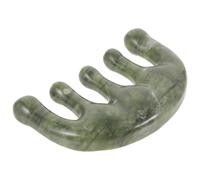 SEWACC Mini Peine Masajeador de Jade Verde Oscuro para Cuero Cabelludo Herramienta Gua Sha Portátil para Masaje Facial y Capilar Cepillo Pequeño para Bolso Masaje Relajante Diario