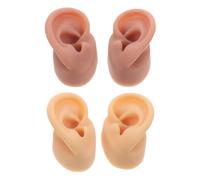 SEWACC Modelo de Oreja de Silicona 2 Pares Piel Oscura y Clara para Práctica de Perforación Exhibición de Joyería y Formación Profesional Modelo Anatómico Realista para Uso