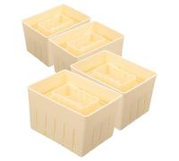 SEWACC Molde de Prensa de Tofu y Queso 4 Piezas de Plástico Beige, Prensador Doméstico que Ahorra Trabajo y Descarga Agua Rápidamente para Cocina