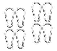 SEWACC Mosquetones de Acero Inoxidable 50 Mm 8 Piezas Resorte para Camping, Senderismo y Pesca, Hebillas de Seguridad Resistentes y Compactas para Exteriores