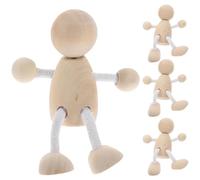 SEWACC Muñecos de Madera sin Terminar para Pintar 4 Piezas Figuras Pequeñas de Madera para Manualidades Kit DIY Artístico para Adolescentes Decoración Creativa y Juguetes Educativos