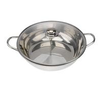 SEWACC Olla de Inducción de 32 CM de Acero Inoxidable 304 con Divisor Doble y Tapa de Vidrio Templado Olla Caliente Multifuncional para Cocina Doméstica y Restaurantes