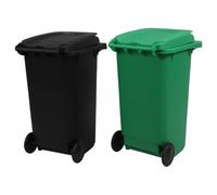 SEWACC Organizador de Escritorio Mini Papelera y Portalápices de Plástico, Diseño Compacto en Negro y Verde, Adecuado para Oficina y Espacio de Trabajo, 2 Piezas