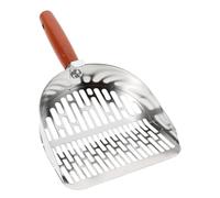 SEWACC Pala para Arena de Gatos de Metal 304 Mango de Madera Ergonómico Recogedor de Excrementos para Caja de Arena Fina Limpieza para Mascotas
