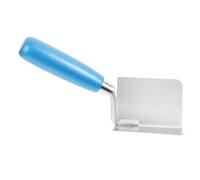 SEWACC Paleta de Esquina de Acero Inoxidable Mango Azul Antideslizante, Herramienta Manual para Enlucido y Reparación de Ángulos en Yeso, Llana Ergonómica para Trabajos de Albañilería