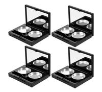 SEWACC Paleta de Sombras de Ojos Vacía 4 Piezas, Estuche Mate Negro con 8 Bandejas Redondas de Aluminio, Paleta Magnética Recargable con Espejo, Caja Compacta para Maquillaje de Viaje