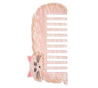 SEWACC Peine Antiestático de Ácido Acético Engrosado, Peine Desenredante de Dientes Anchos para Cabello Rizado y Seco, Diseño de Dibujos Animados de Gato, Color Rosa, Tamaño Compacto