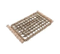 SEWACC Percha para Pájaros Cuerda de Paja Color Caqui, Plataforma y Red Tejida para Trepar, Masticar y Promover el Bienestar de Conures y Periquitos en Jaulas
