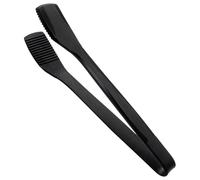 SEWACC Pinzas de Silicona Negras para Alimentos Utensilios de Cocina Resistentes al Calor Mango Ergonómico Antideslizante Ideales para Barbacoa Servir Carne y Pan 1 Pieza