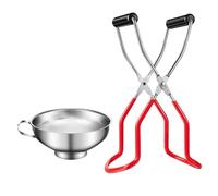 SEWACC Pinzas para Botellas de Acero Inoxidable Mango Antideslizante y Embudo, Juego de 2 Unidades para Levantar Tarros en Cocina y Conservas