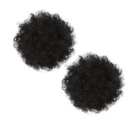 SEWACC Postizo Afro Puff Rizado de 15 CM Cordón Ajustable 2 Piezas de Moño Recogido Fibra Sintética Resistente al Calor para Peinados Afro y Fiestas