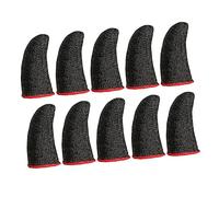 SEWACC Protector de Dedos para Juegos Móviles Hilos Plateados, Anti-Sudor y Elástico, 10 Piezas Negras Transpirables para Uso General