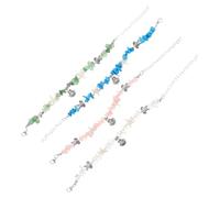SEWACC Pulseras de Playa Ajustables para Mujer con Cuentas de Piedra Grava y Dijes de Conchas, Estrellas de Mar y Tortugas, Estilo Bohemio para Vacaciones Playa, Pack de 4 Piezas