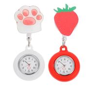 SEWACC Reloj de Bolsillo de Enfermera para Mujer Diseño de Fresa, 2 Piezas, Resistente al Agua Consumo, Adecuado para Profesionales Medicina