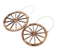 SEWACC Rueda De Carro De Jardín Vintage Para Decoración De Pared, 2 Piezas De Madera En Tonos Marrón Oscuro (20 Cm y 25 Cm), Adecuado Para Salón, Terraza y Ambiente Rústico